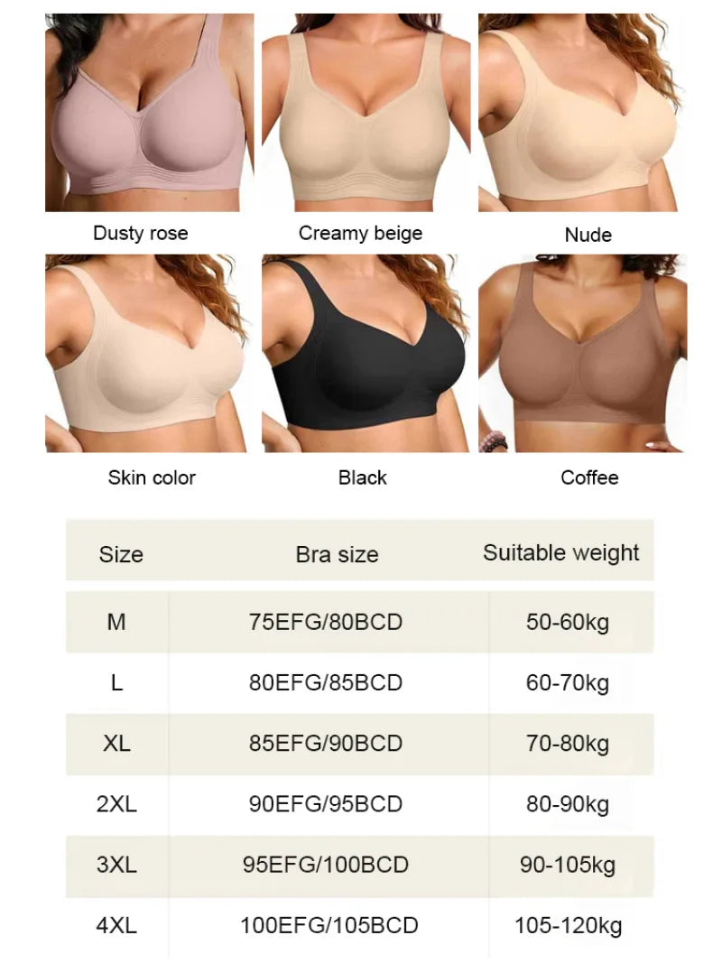 Women'S Seamless Bra, Removable Pads Wireless Bralette, Comfortable Full-Coverage, Ideal for Daily Casual Wear Use